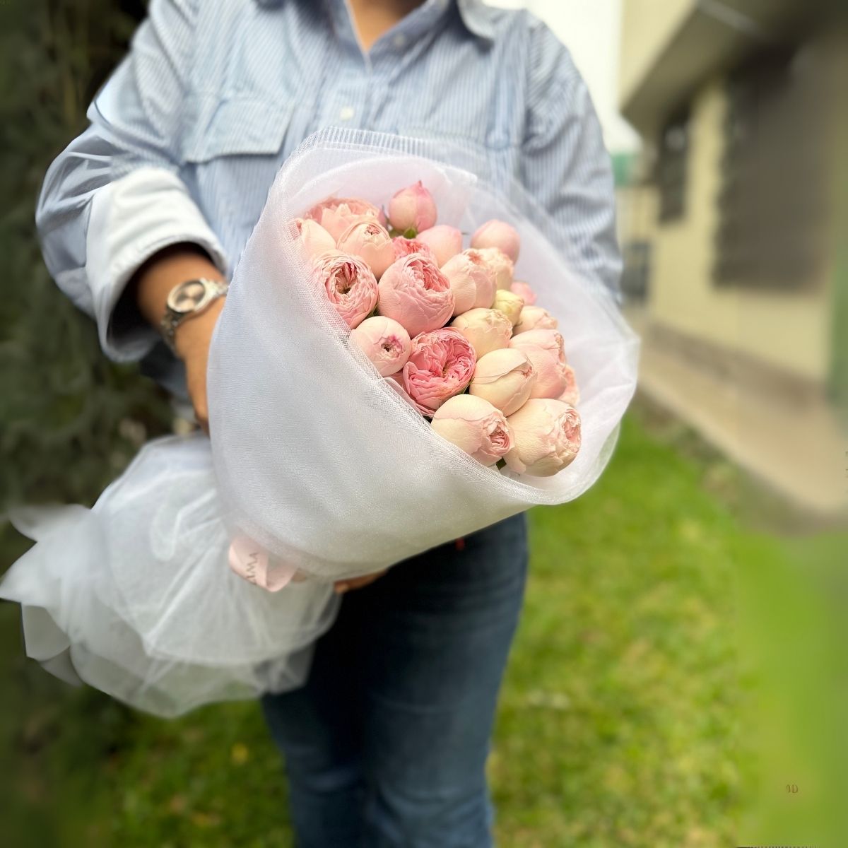 Ramo de Peonias: Rosas inglesas 🌸XL🤍