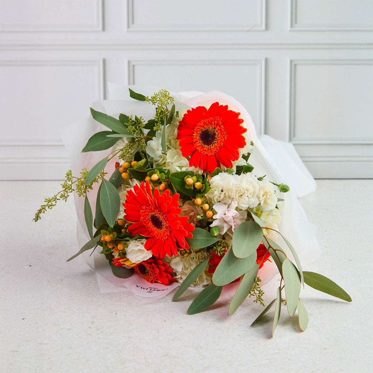 Ramo Gerberas naranja y claveles