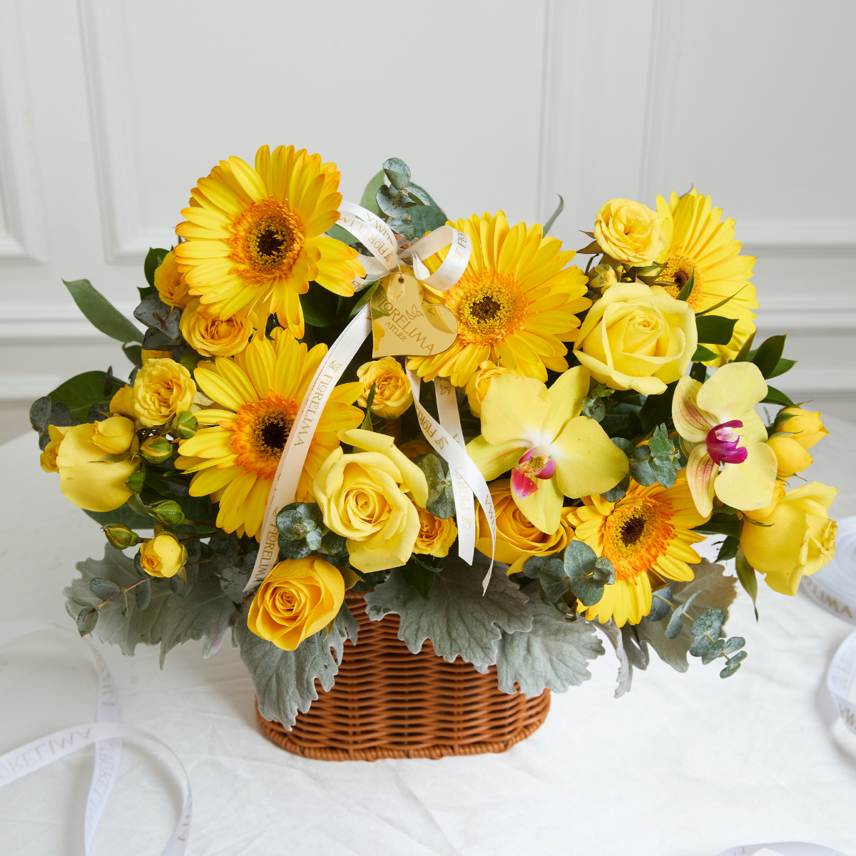 Canasta Sunflowers- Orquídea Amarilla