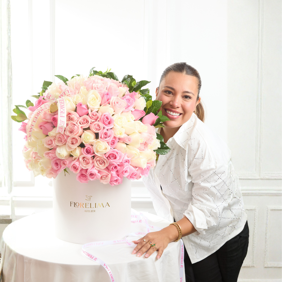 Box 100 Rosas Rosadas & Blancas