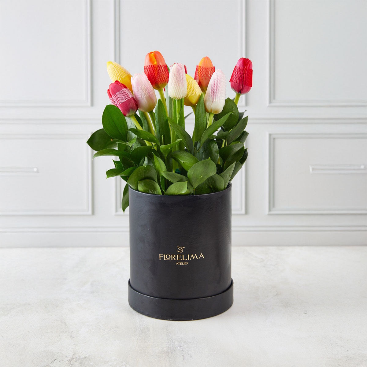 Mini Box Alegría - 10 Tulipanes Multicolor