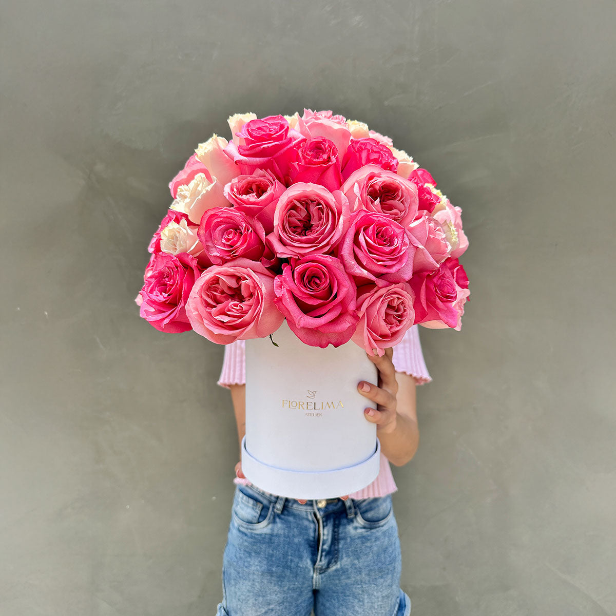 Box Amour: 70 Rosas Rosadas Premium
