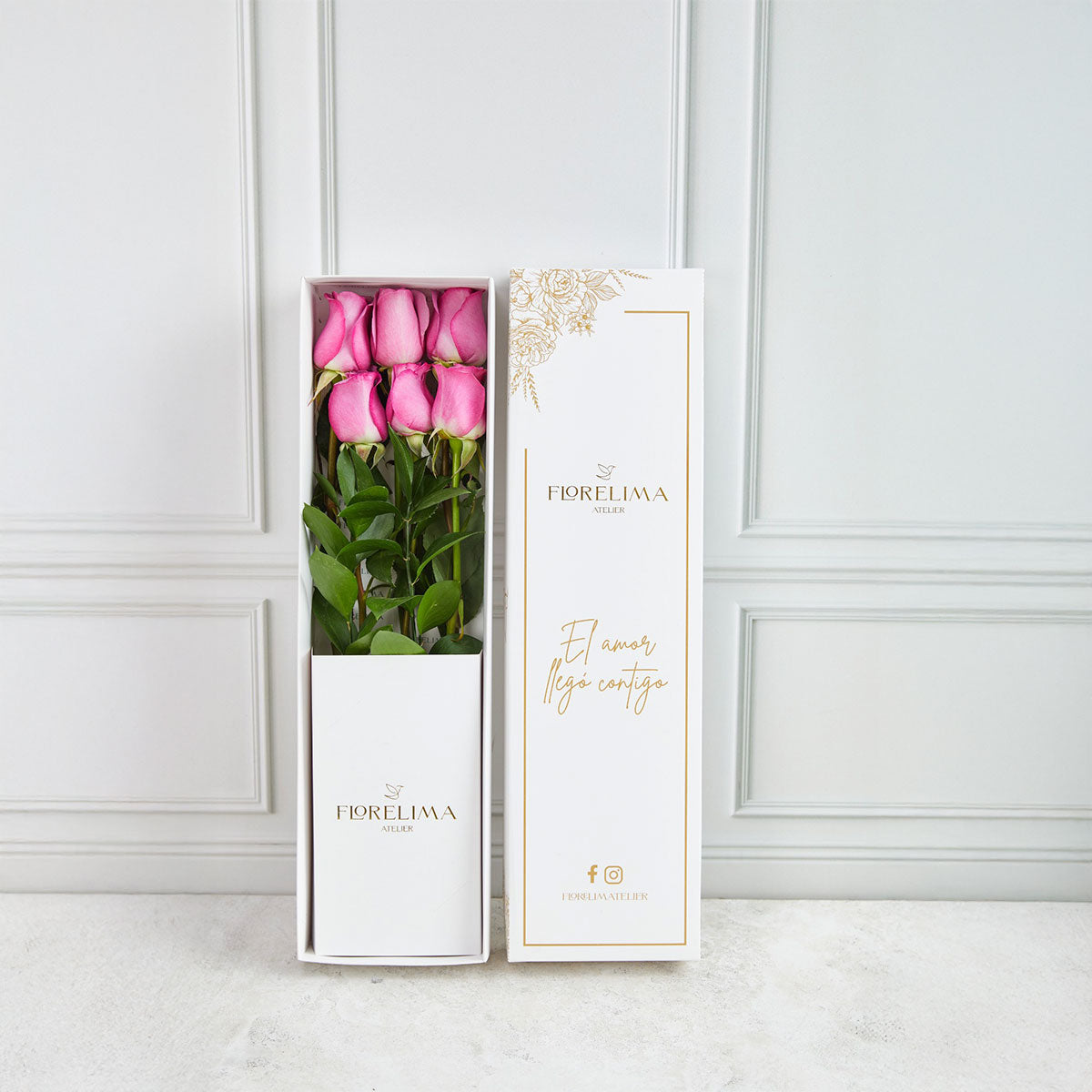 Caja Amor de 6 rosas moradas - Flores Moradas