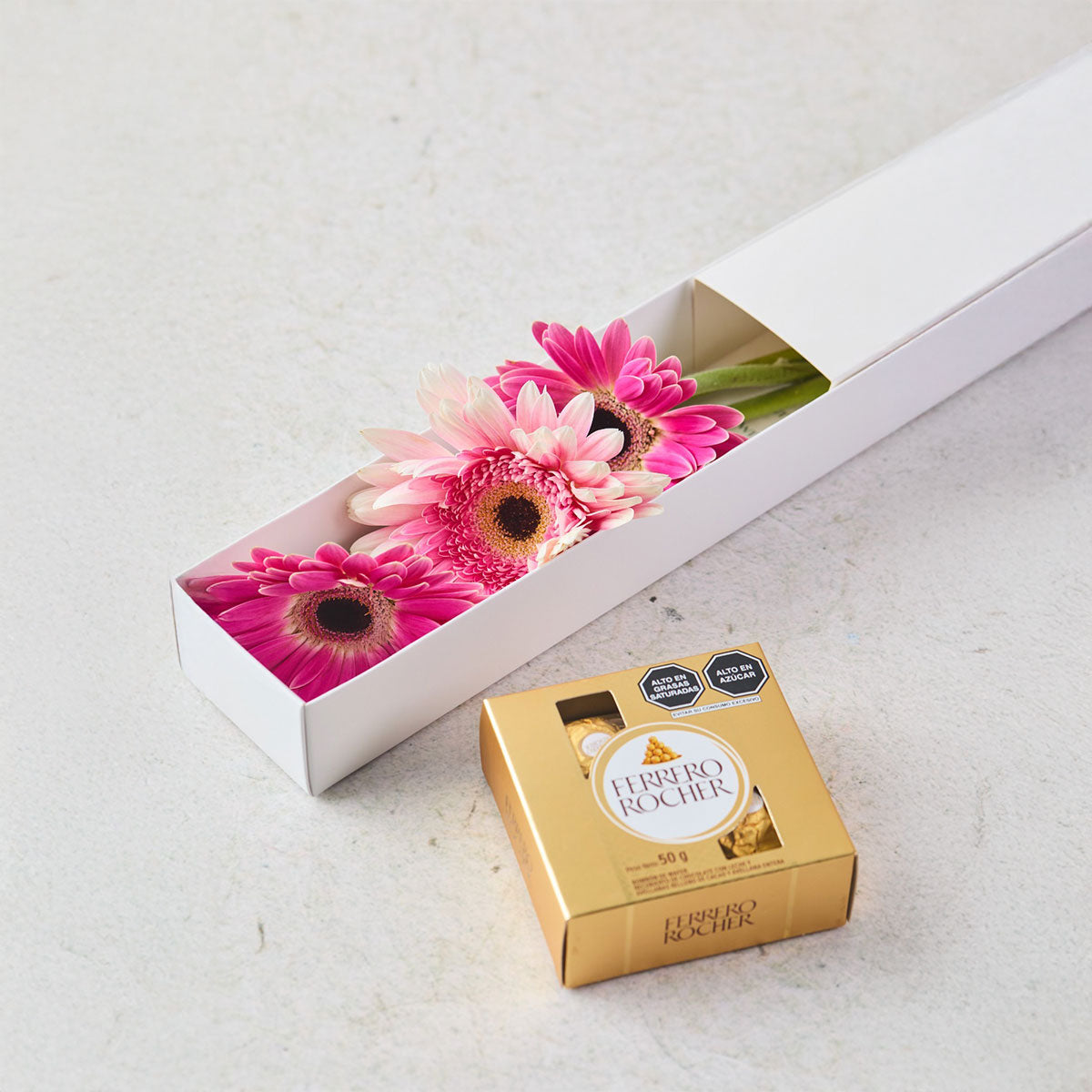 Dúo Gerbera y chocolate Ferrero Rocher