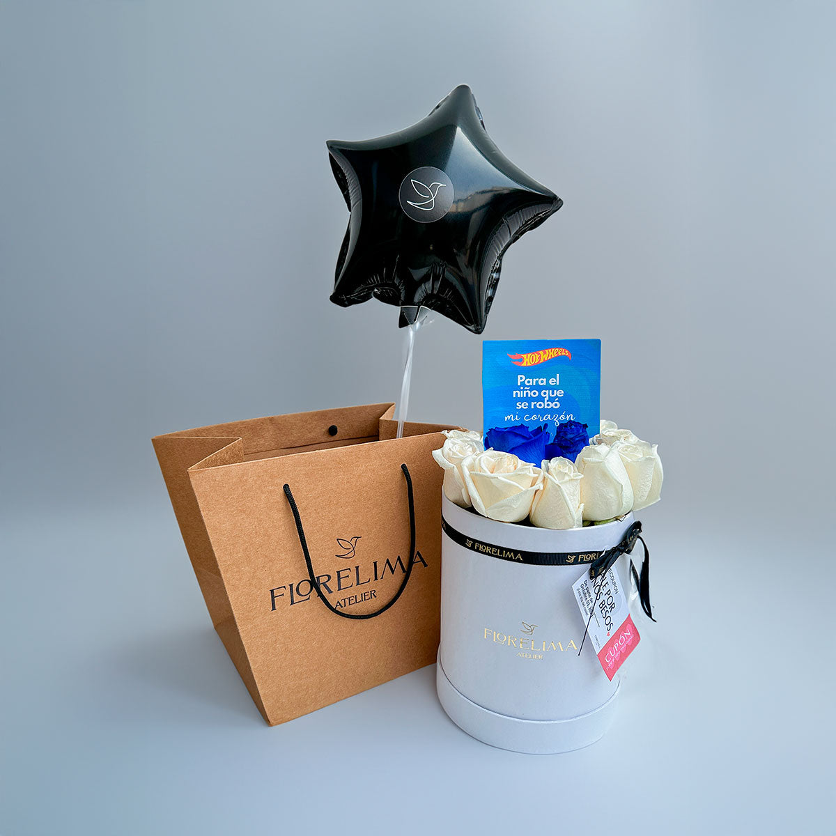 Mini Box 13 Rosas Azules y Blancas Premium | Flores Azules