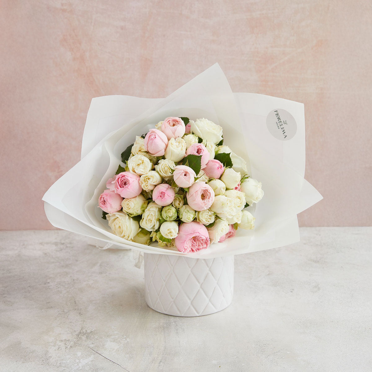 Ramo Peonia blanco y rosado