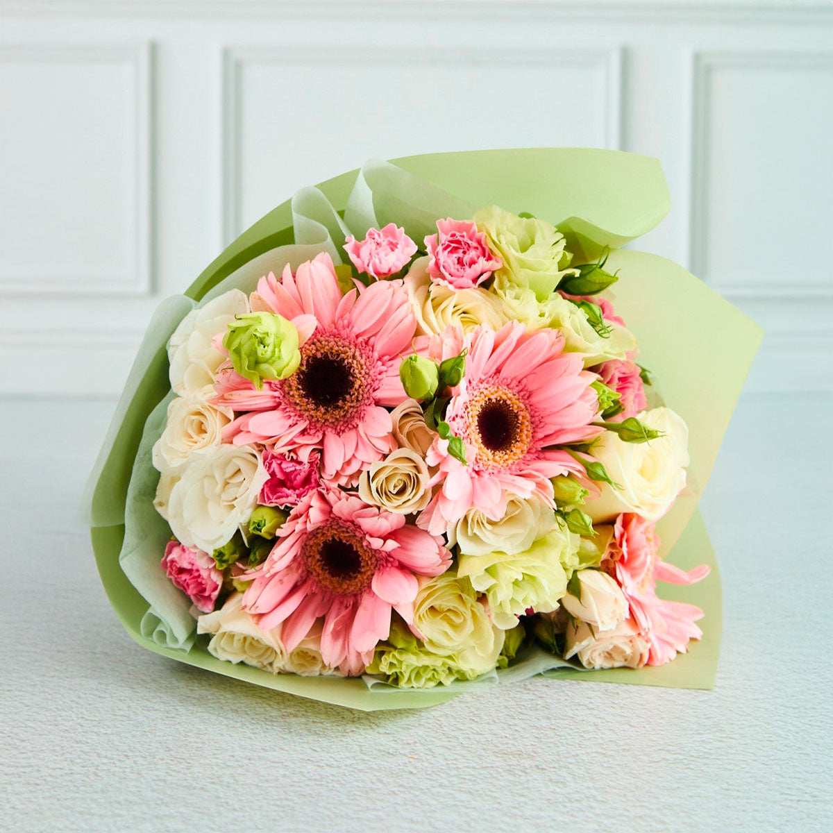 Pack Brillo de Gerbera: Ramo de Gerberas + Peluche + Globo Metálico Happy Birthday