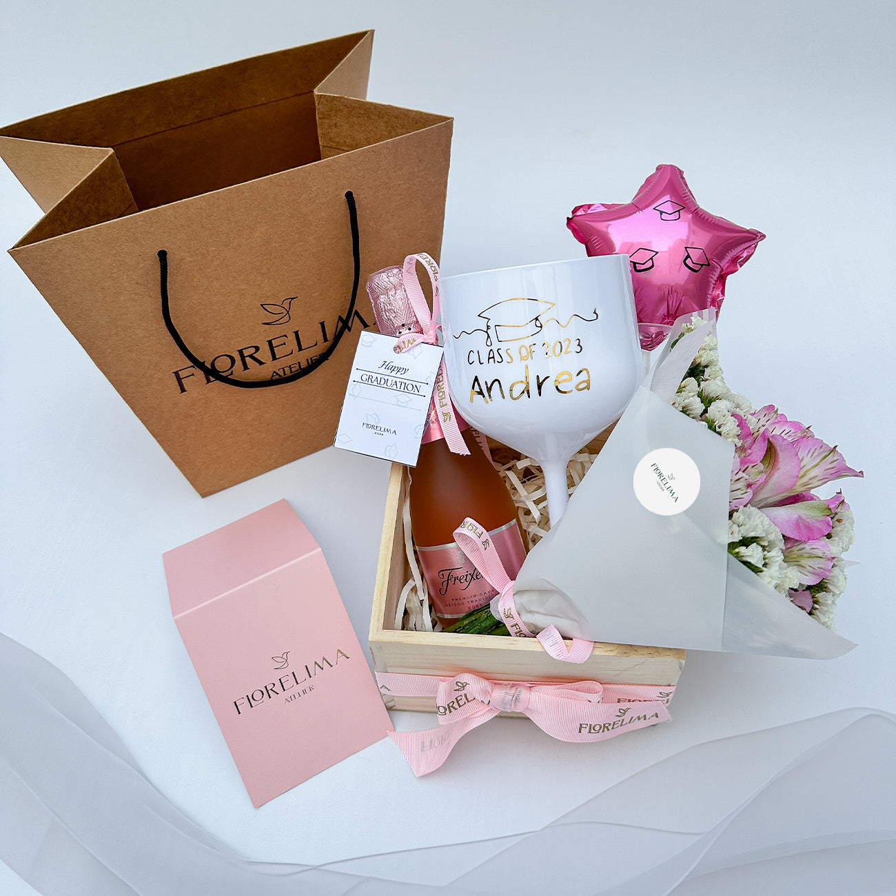 Regalo de Graduación - Mini Gift Box: Flores y Champagne – Florelima Atelier