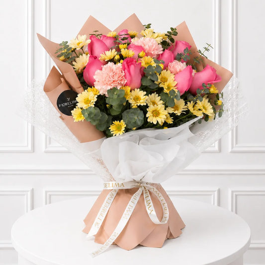 Ramo Encanto Micaela: Rosas, claveles y margaritas 🌸
