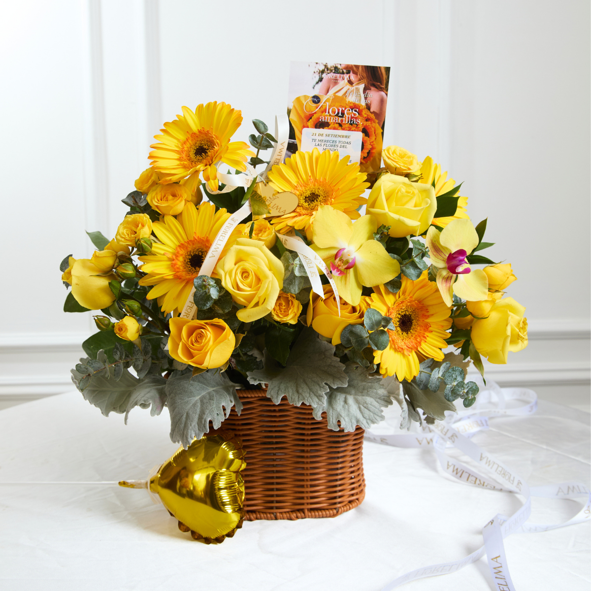 Canasta Sunflowers- Orquídea Amarilla