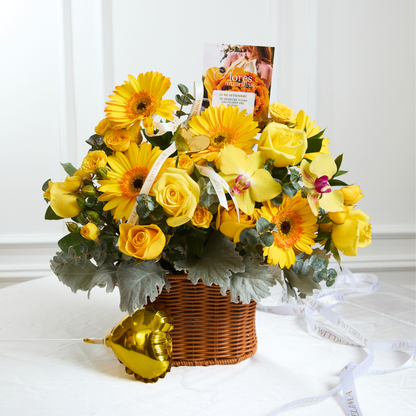 Canasta Sunflowers- Orquídea Amarilla