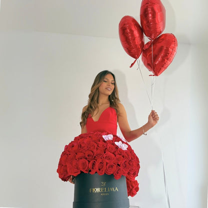 Box de 150 rosas rojas y orquídeas