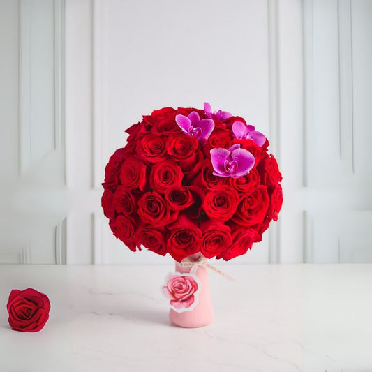 Cotton red - rosas rojas y orquídeas