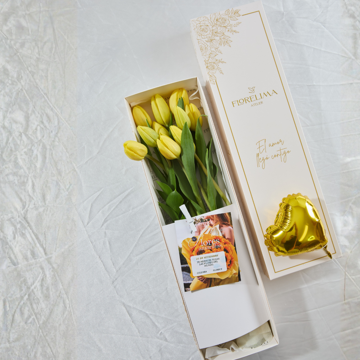 Caja de 10 Tulipanes Amarillos
