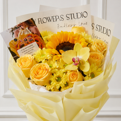Ramo de Girasol - Rosas y orquidea Amarillas