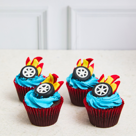 Caja de 4 Cupcakes HotWheels