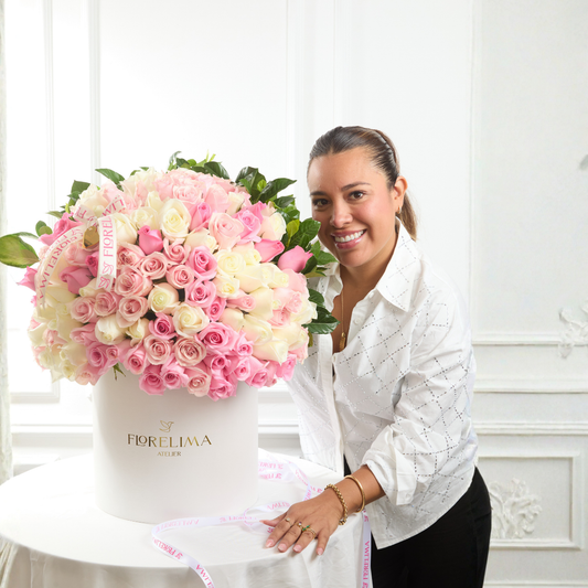 Box 100 Rosas Rosadas & Blancas