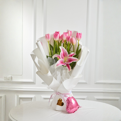 Ramo 12 Tulipanes y 1 Lirio