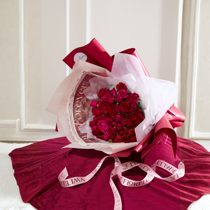 Ramo Mini Rosas_ Rojas y Fucsias