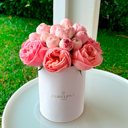 Mini Box Grecia: Rosas de Jardín y Peonias en tonos rosados
