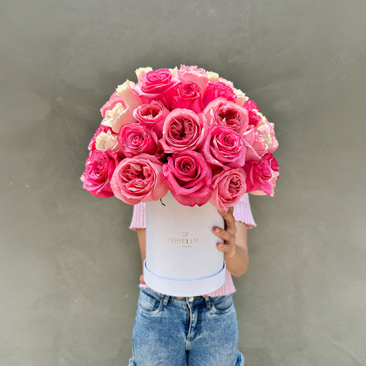 Box Amour: 70 Rosas Rosadas Premium