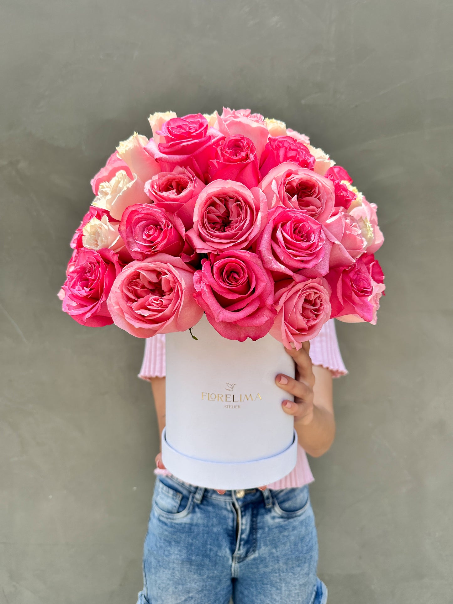 Box Amour: 70 Rosas Rosadas Premium