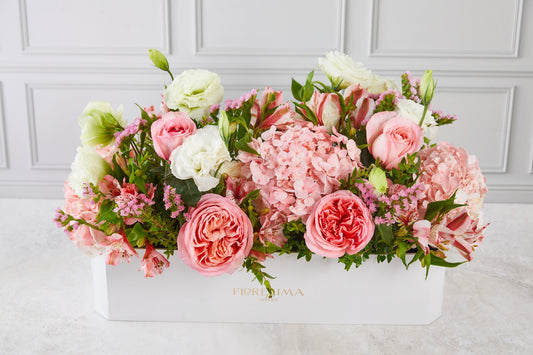 Box Jardín Encantado - Rosas, Hortensias, Lisianthus y Astromelias