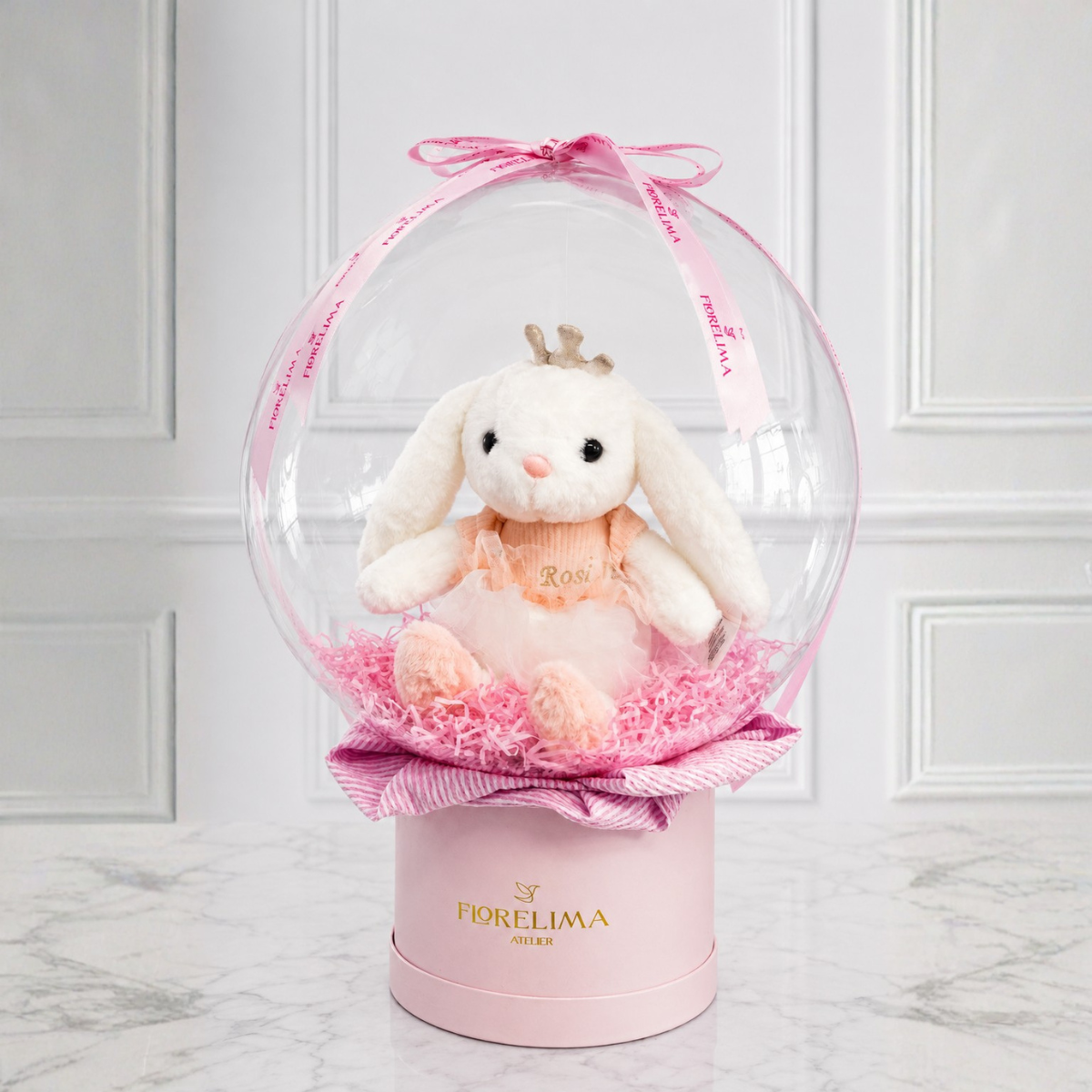 Conejita Rosa En Globo Burbuja Premium