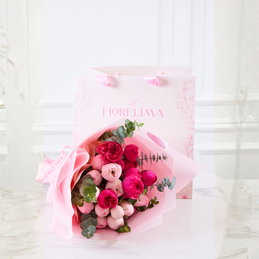 Ramo Peonias Glow: Rosas Inglesas