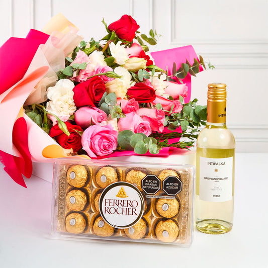 Pack Rosas + Vino Intipalka