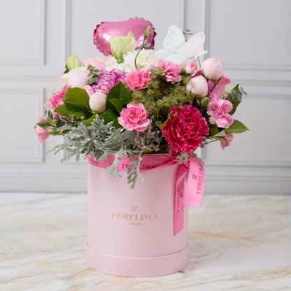 Box Belleza Natural - rosas inglesas y clavellines.