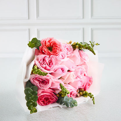 Ramo Mafer: Rosas Importadas y Rosas de Jardín en tonos rosados