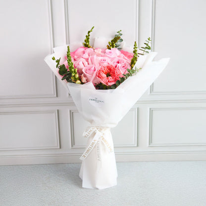 Ramo Mafer: Rosas Importadas y Rosas de Jardín en tonos rosados