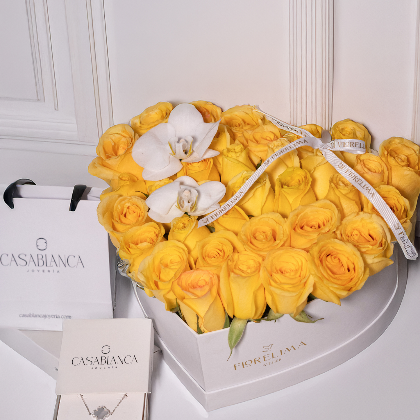 CORAZON AMARILLO + COLLAR Y ANILLO DE PLATA CASABLANCA