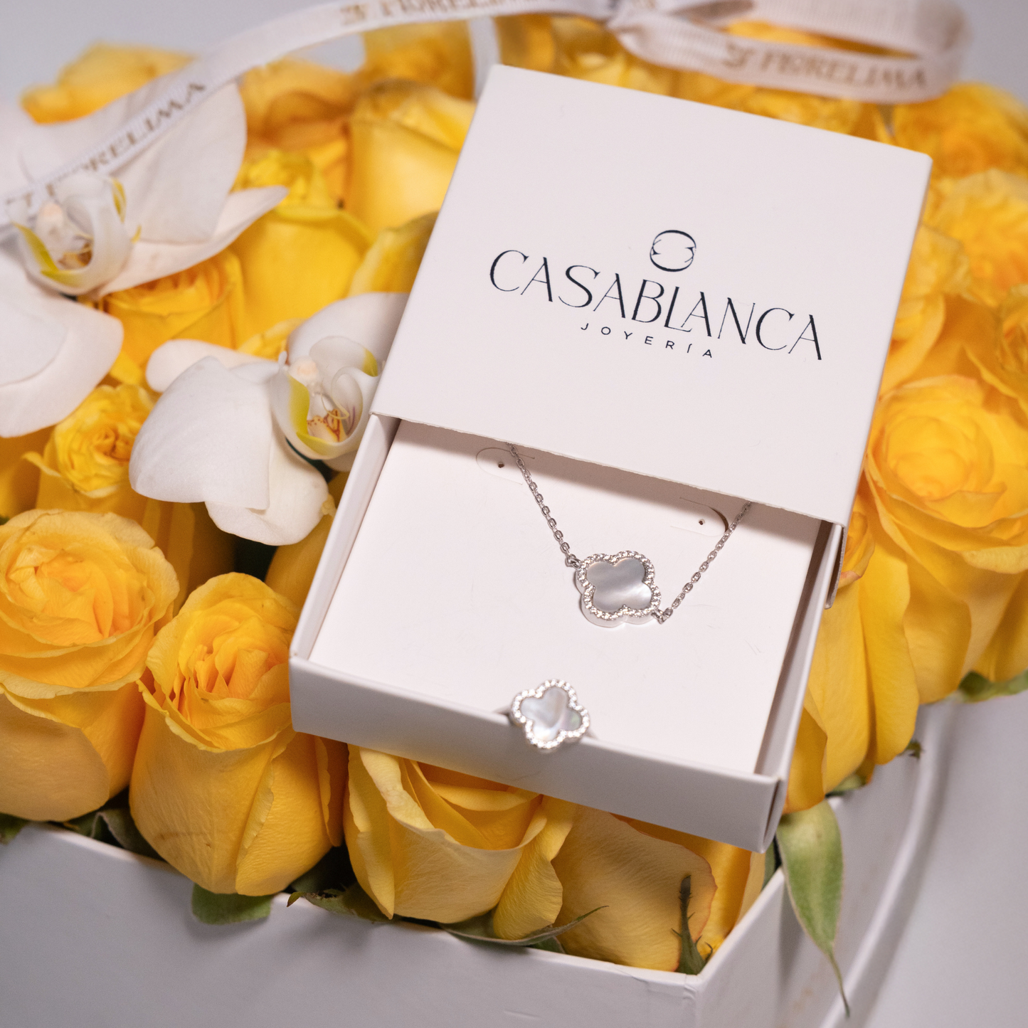CORAZON AMARILLO + COLLAR Y ANILLO DE PLATA CASABLANCA