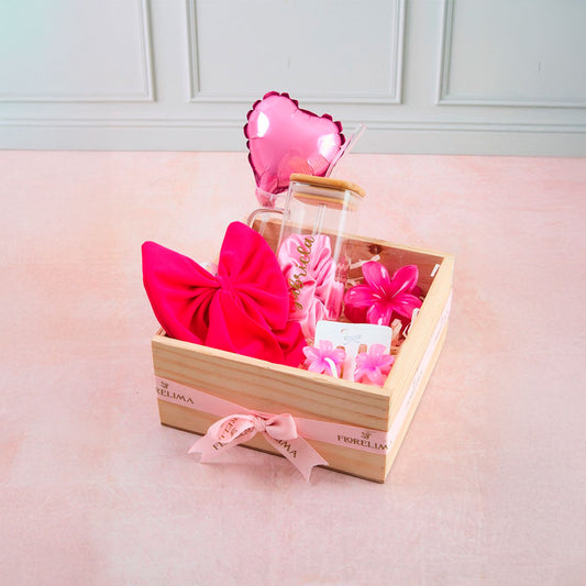 Set Rosa: Lazo, Gancho, Ganchitos, Taza Personalizada y Mini Ramo