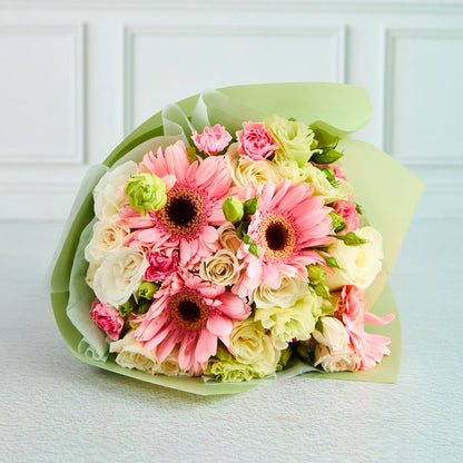 Pack Brillo de Gerbera: Ramo de Gerberas + Peluche + Globo Metálico Happy Birthday