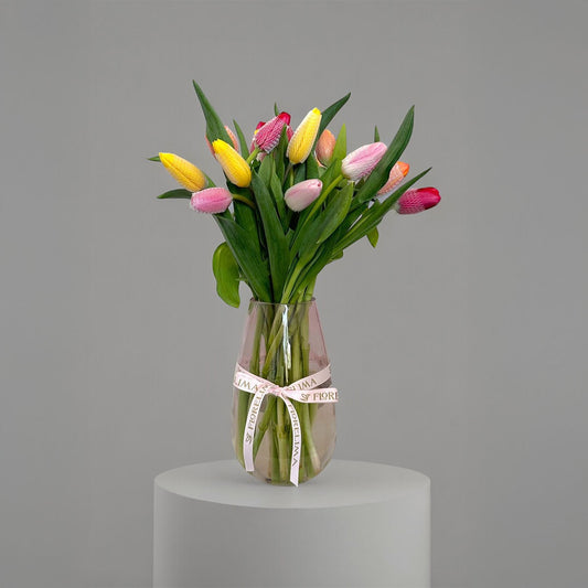 Jarrón Decidida - 20 Tulipanes Multicolor
