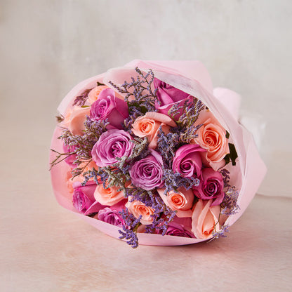 Ramo Belleza : Rosas y Limonium - Flores Moradas Ramo Lúa