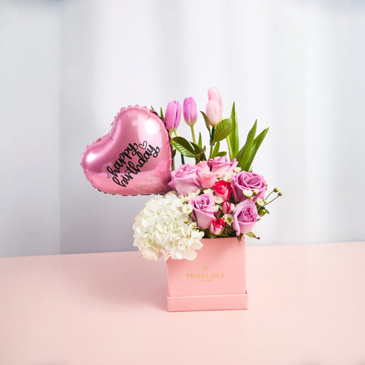 Set de Cumpleaños :Tulipanes y Hortencias