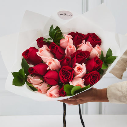 24 rosas - melón y rojo